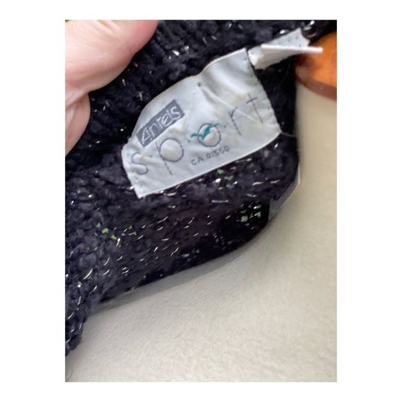 Vintage 80s Acrylic Boucle Knit Sweater Cowl Neck Black Silver Metallic sz 42 - Picture 8 of 9